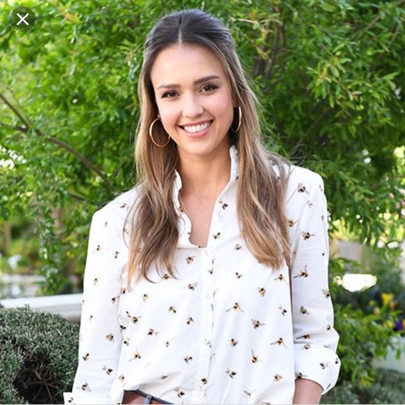Victoria Beckham - “Bee Print Button Down Top” - Picture 1 of 8